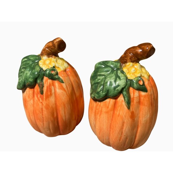 Earthenware Pumpkin Salt & Pepper Shaker Set Of 2 By Wangs International - Picture 8 of 11